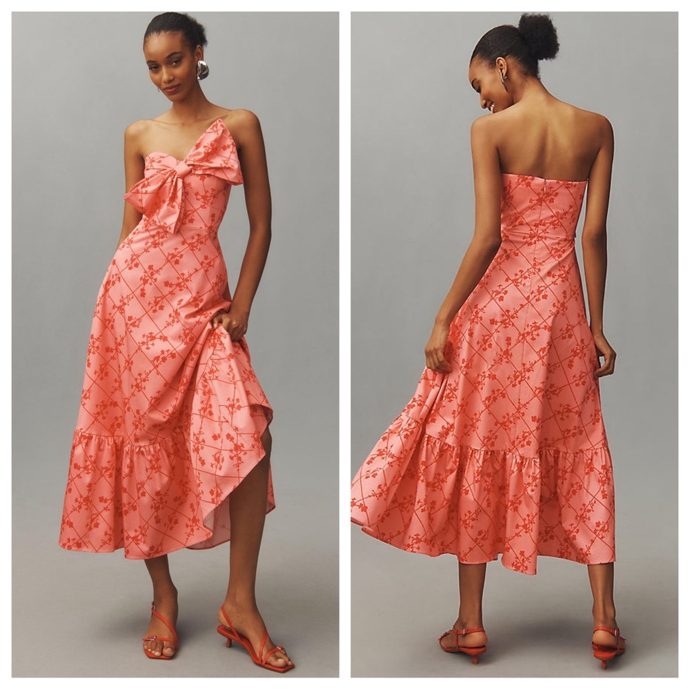 NEW NWT Hutch Bow Tie Pink Floral Maxi Dress Anthropologie